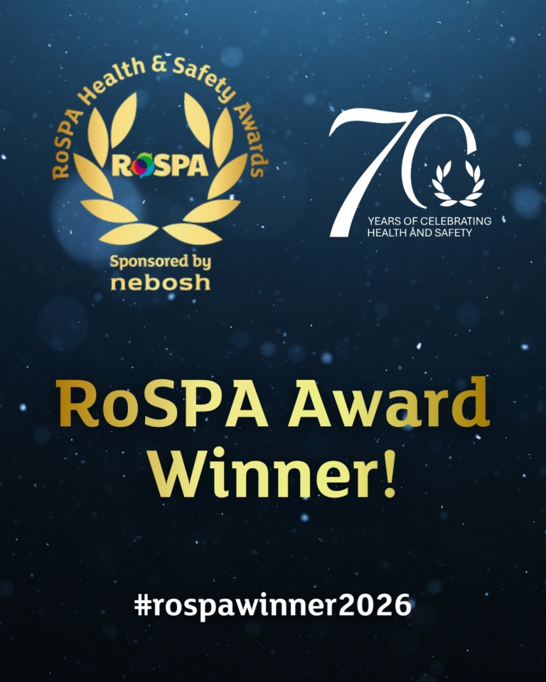 The Royal Society for the Prevention of Accidents (RoSPA) 2026 Award Winner banner.